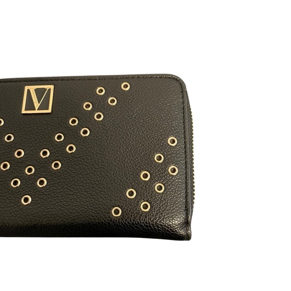 Victoria Secret Black Grommet Studded Wallet Zip Around NWOT - Picture 2 of 5